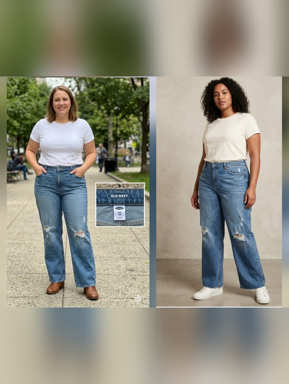 Old Navy Light Blue Distressed Straight-Leg Jeans Women Size 18
